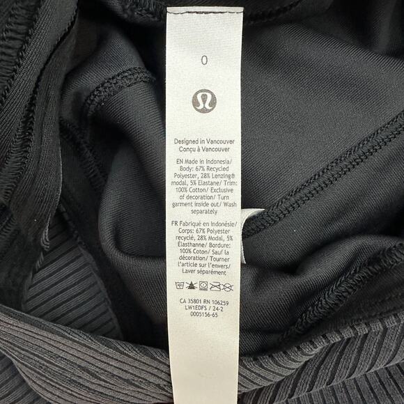 New Lululemon Size 0 Ribbed Softstreme Cropped Tank BLK Black - Picture 5 of 6